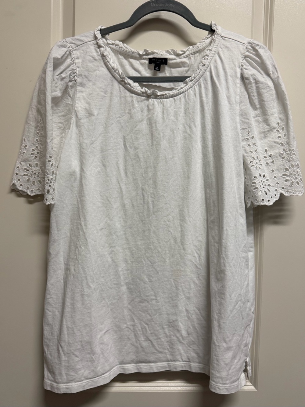 Talbots White Cotton Top with Eyelet Detail